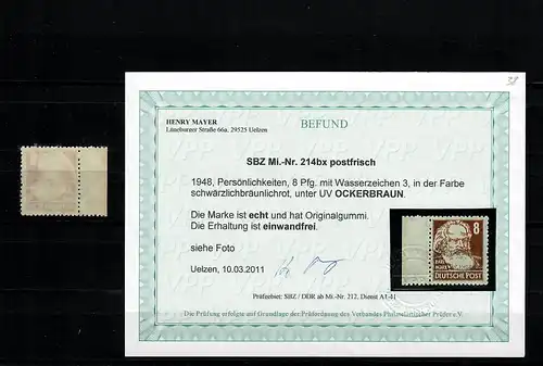 SBZ: Min. 214 bx, frais, **