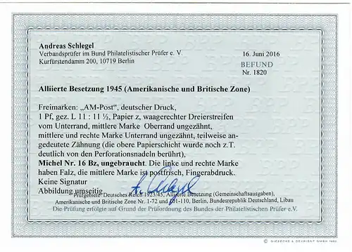 Instrumentation alliée, Min. 16 Bz, non utilisé/frais de poste, BPP résultat