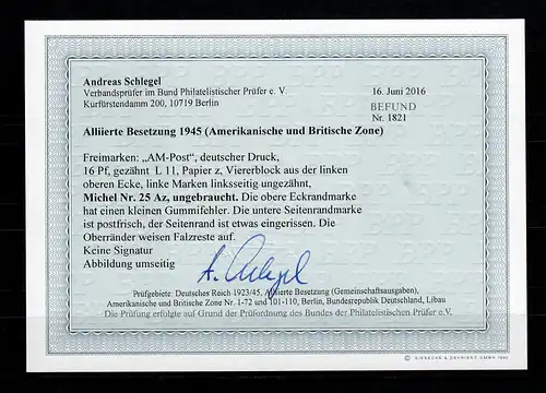 Instrumentation alliée, numéro 25 Az, non utilisé, BPP résultat