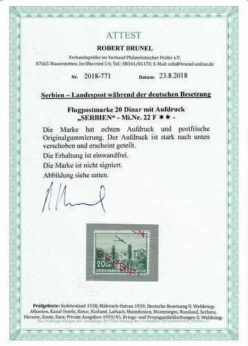 Serbien MiNr. 22 F, postfrisch, **, verschobener Aufdruck