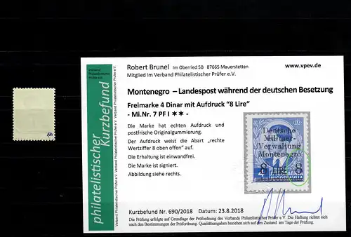 Monténégro: Min. 7, frais, **, erreur de plaque I