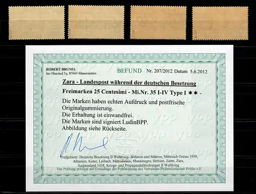 Zara: Min° 35 I-IV, type I, **, frais