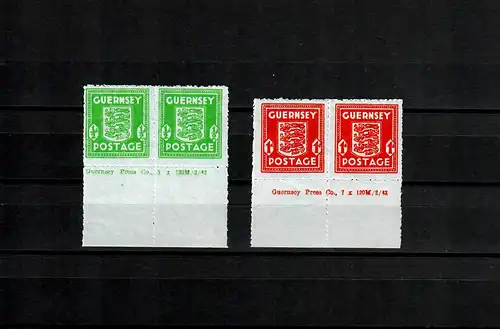 Guernsey: MiNr. 4 und 5 mit Druckvermerk, postfrisch, **