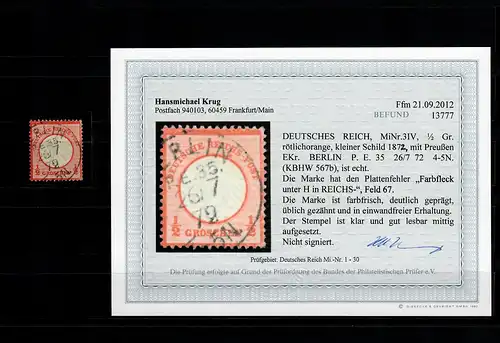 DR: Min° 3 IV, cacheté Berlin, erreur de plaque, résultat BPP