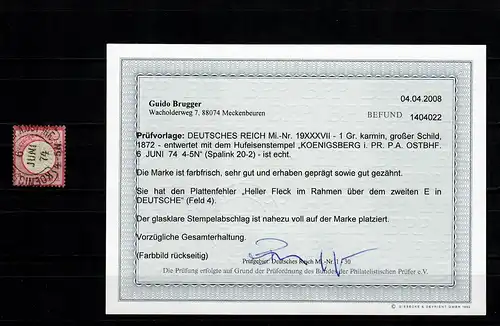 DR: Min. 19 XXXVII, cacheté, résultat BPP