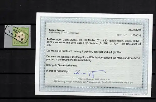 DR: MiNr. 07, gestempelt Bühl, BPP Befund