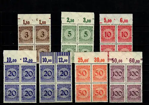 DR: Min. 338-343, post-free, **, 4 blocs de bord avec plaque numéro