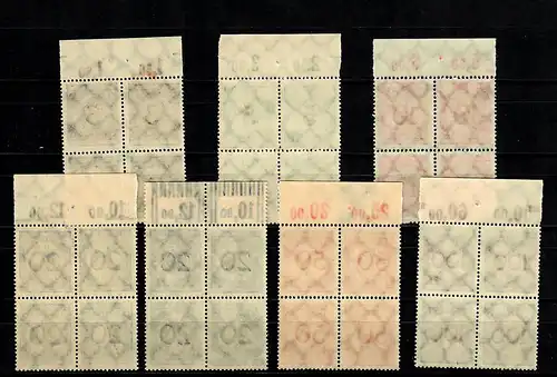 DR: MiNr. 338-343, postfrisch, **, Viererblock Oberrand mit Platten Nummer