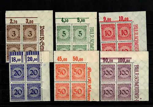 DR: MiNr. 338-343, postfrisch, **, Eckrand  Viererblock VE2