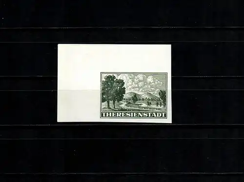 B&M: Thersienstadt Marque d'immatriculation MiNr. 1 U, post-freich, Eckrand