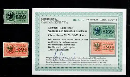 Laibach: MiNr. 31-32, Obdachlose, postfrisch, **