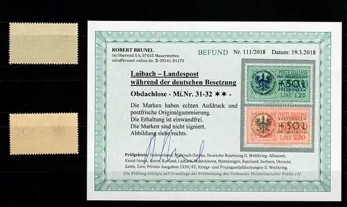 Laibach: MiNr. 31-32, Obdachlose, postfrisch, **