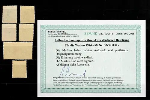 Laibach: MiNr. 33-38, für die Waisen, postfrisch, **