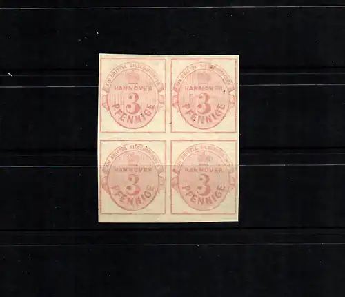 Hannover MiNr. 13, *, ungebraucht, Vierer- Block