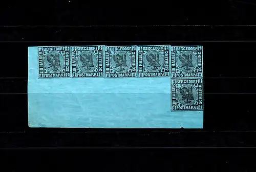 Bergedorf: MiNr. 1 L (4): 6 blocs, frais, **, bord d'angle, 4x avec champ de vide