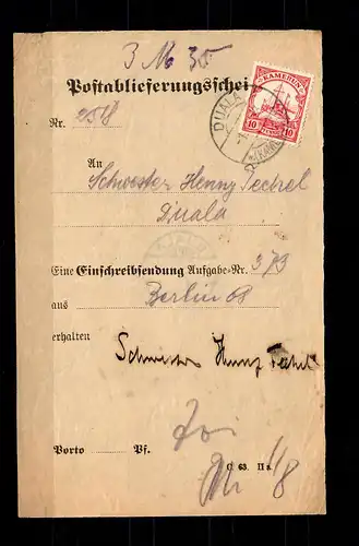 Certificat de livraison postale, forme postale - voir description