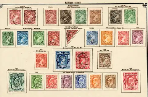 Falkland Islands stamp collection 1878-1904, seams to be complete, incl. #7, */o
