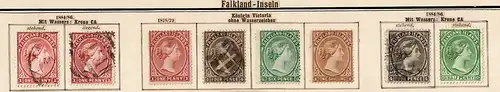 Falkland Islands stamp collection 1878-1904, seams to be complete, incl. #7, */o