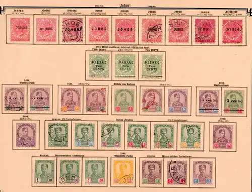 Malaysia states: Johor 1884-1904, nearly complete collection, */o
