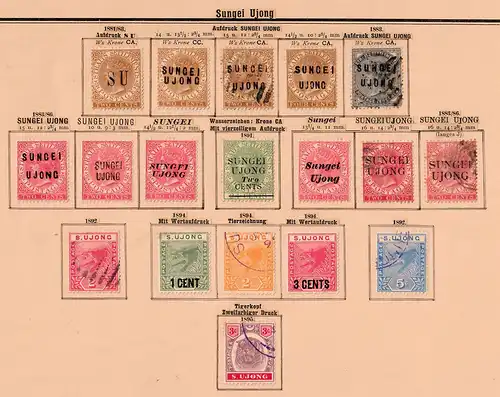 Malaysia states: Sungei, Ujong 1881-1895, better overprints #3,6,11,13,.., */o