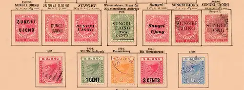 Malaisie states: Sungei, Ujong 1881-1895, better overprints #3,6,11,13,..., */o