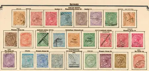 Bermudes 1865-1906: nearly complete stamp collection inclu. rare #6-10 */o