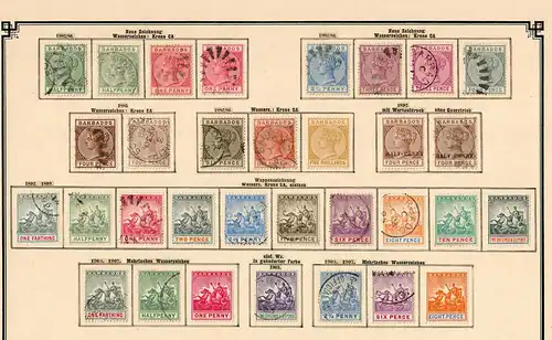 Barbados 1852-1907: nearly complete stamp collection, incl. Stempelmarken, */o