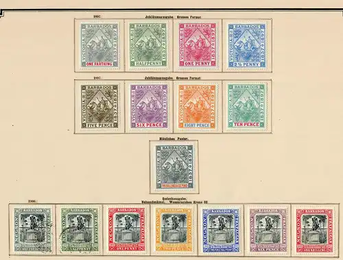 Barbados 1852-1907: nearly complete stamp collection, incl. Stempelmarken, */o