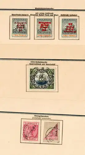 Barbados 1852-1907: nearly complete stamp collection, incl. Stempelmarken, */o