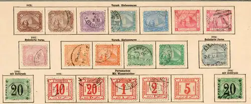 Egypt 1866-1907, mostly more then complete, color types, #22K, Porto, Suez */o