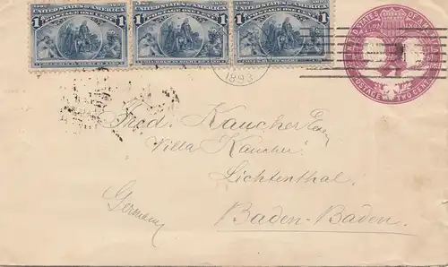 USA 1893: Chester N.Y. to Baden-Baden/Germany