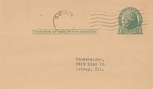 USA post card Quincy, Ill Willard Service