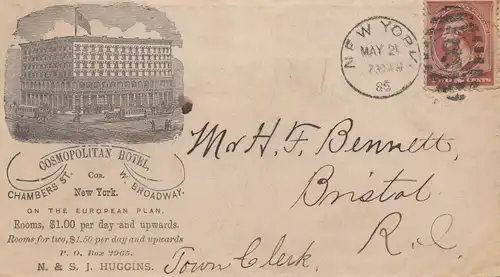 USA 1885: Cosmopolitan Hotel, New York to Bristol