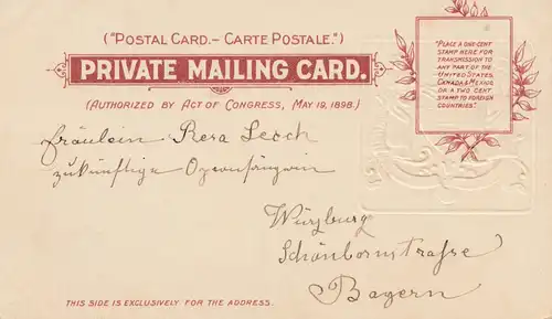 USA post card Philadephia and Reading Terminal to Würzburg