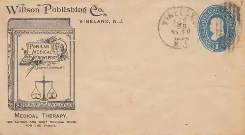 États - Unis 1889: Willson Publishing, Vineland, J.J., Medical Therapy