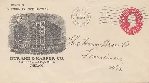 États-Unis 1909: Durand & Kasper, Chicago to Wisconsin