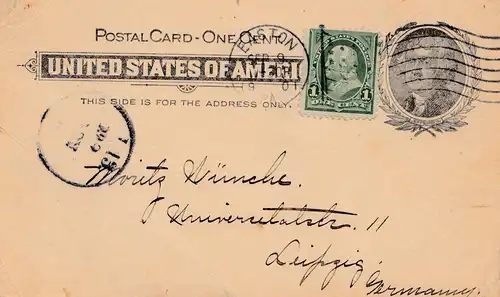 États-Unis 1901: Knickerbocker Brace, Easton, PA to Leipzig/Germany