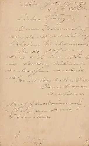 USA 1893: New York to Wiesbaden/ Germany, Taxe