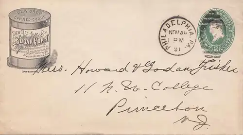 États-Unis 1891: Philadelphie to Princeton, Sugar-corn