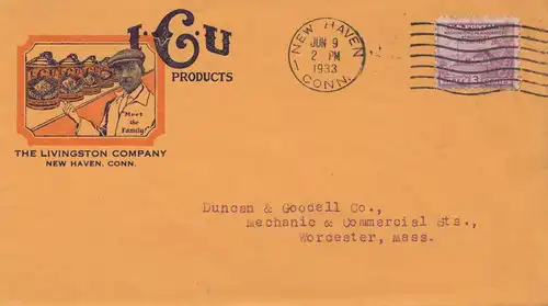 États-Unis d'Amérique 1933: New Haven, Conn to Worcester, Mass, Livingston Company