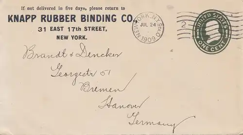 USA 1909: New York to Hannover/Germany, Rubber