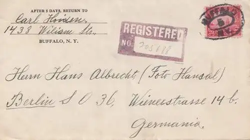 USA 1927: registered Buffalo to Berlin