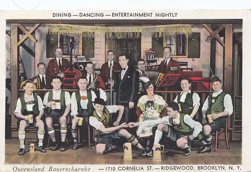 USA 1937 Rigewood Brooklyn NY, Queensland Bauernshaenke, Dining, Cancing to Gera