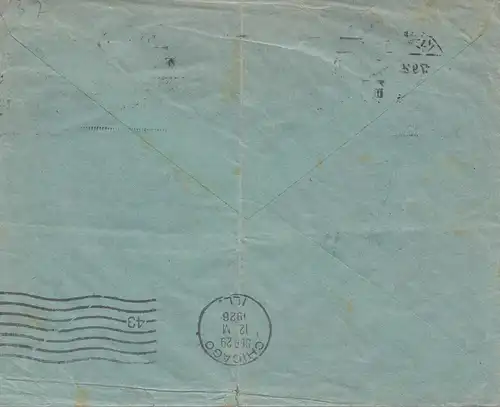 USA 1926: Kreefeld to Chicago, Missent to Chicago Ill