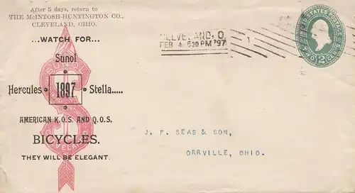 USA 1897: Cleveland, Ohio to Orrville, Hercules, Stella, Sunol Bicycles