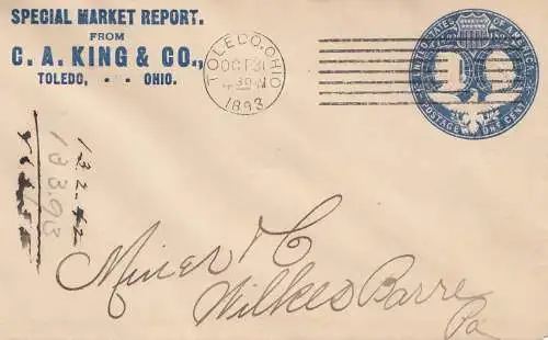 USA 1893: Toledo, Ohio to Milkes Barre, Pa