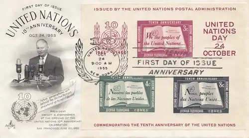 USA 1955: United Nations New York, FDC