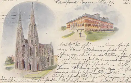 USA 1899: post card New York, Hartford to NYC