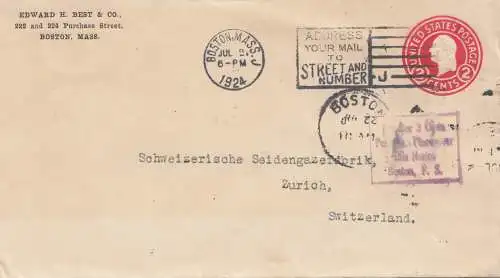 États-Unis: 1924: Boston, Mass to Zurich, Switzerland