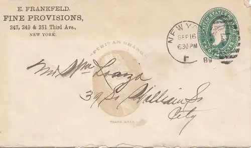 USA 1889: letter from New York